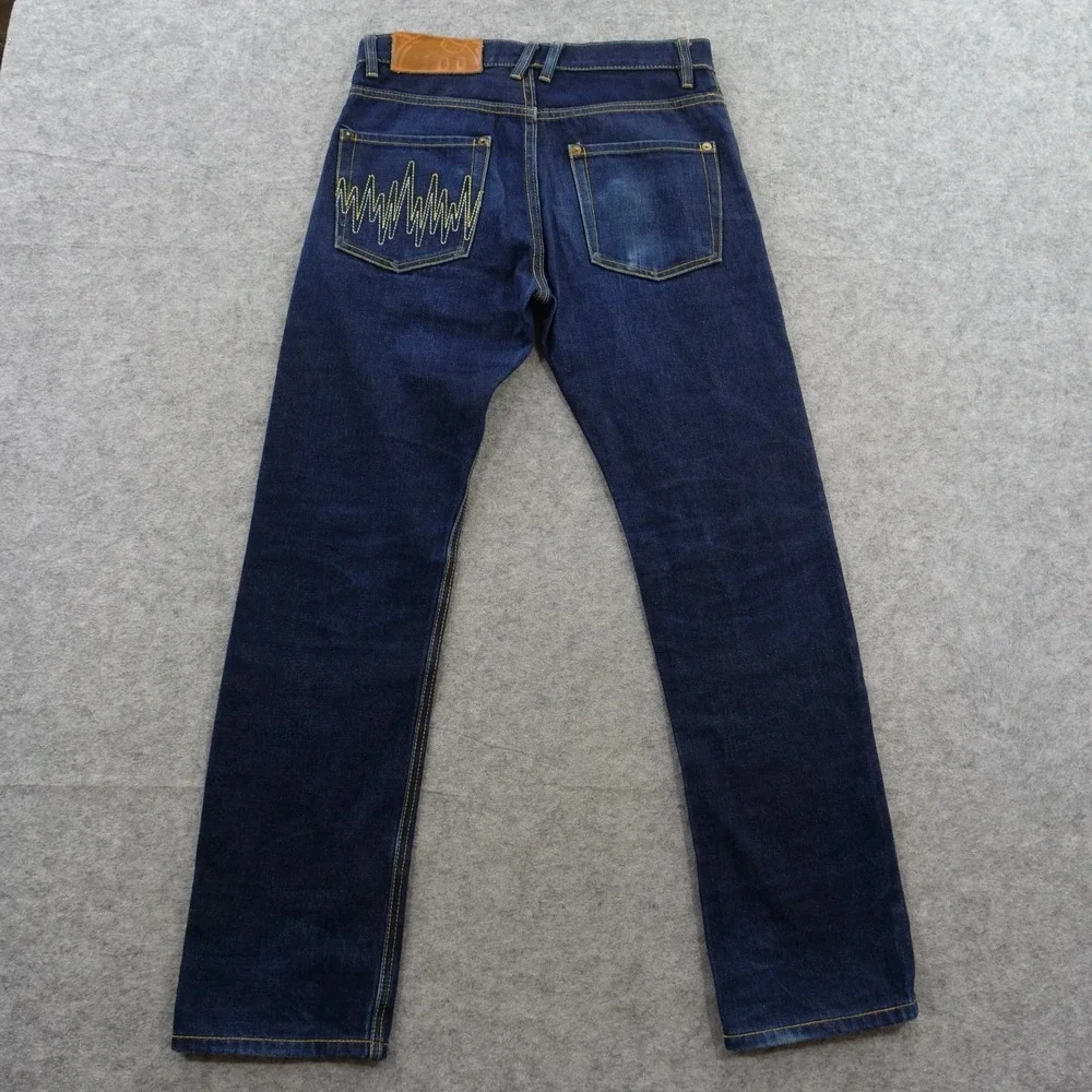 The Hundreds Jeans Mens 30 Blue Selvedge Straight Mid Rise Dark Wash Button Fly
